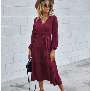 Long Sleeve Midi Boho Dress
